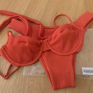 Monday Swimwear - Maui top (S) + Byron bottom (M) - Sangria Crinkle